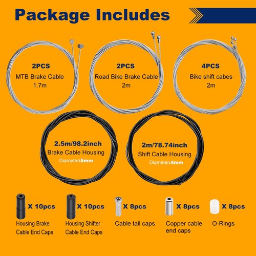 weideer Bicycle Brake Cable,Shift Cable,Bike Cable Housing Kit, Bike Brake Cable,Bicycle Transmission Line for Mountain Road Bike Repair