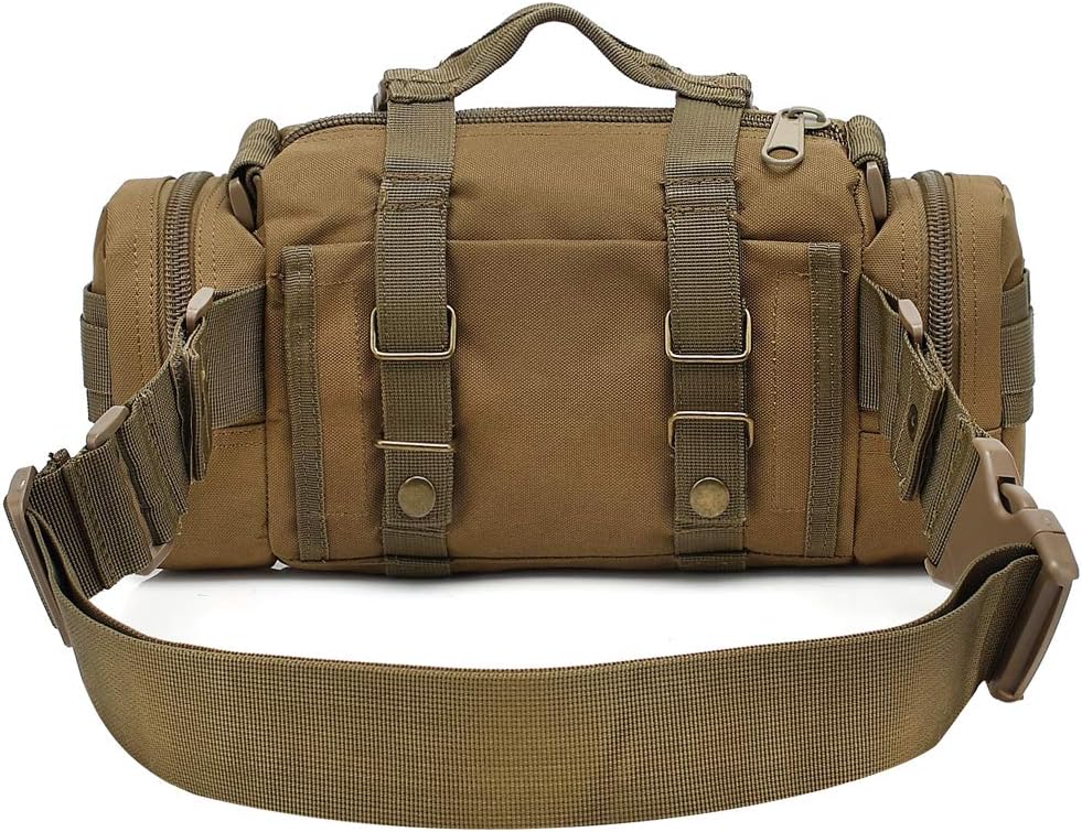 3P Military Duffel Waist Bag, Molle Bicycle/Motorcycle Waterproof Fanny Packs Camera Bag Camo EDC Utility Pouch Crossbody with Shoulder Strap Hand Carry