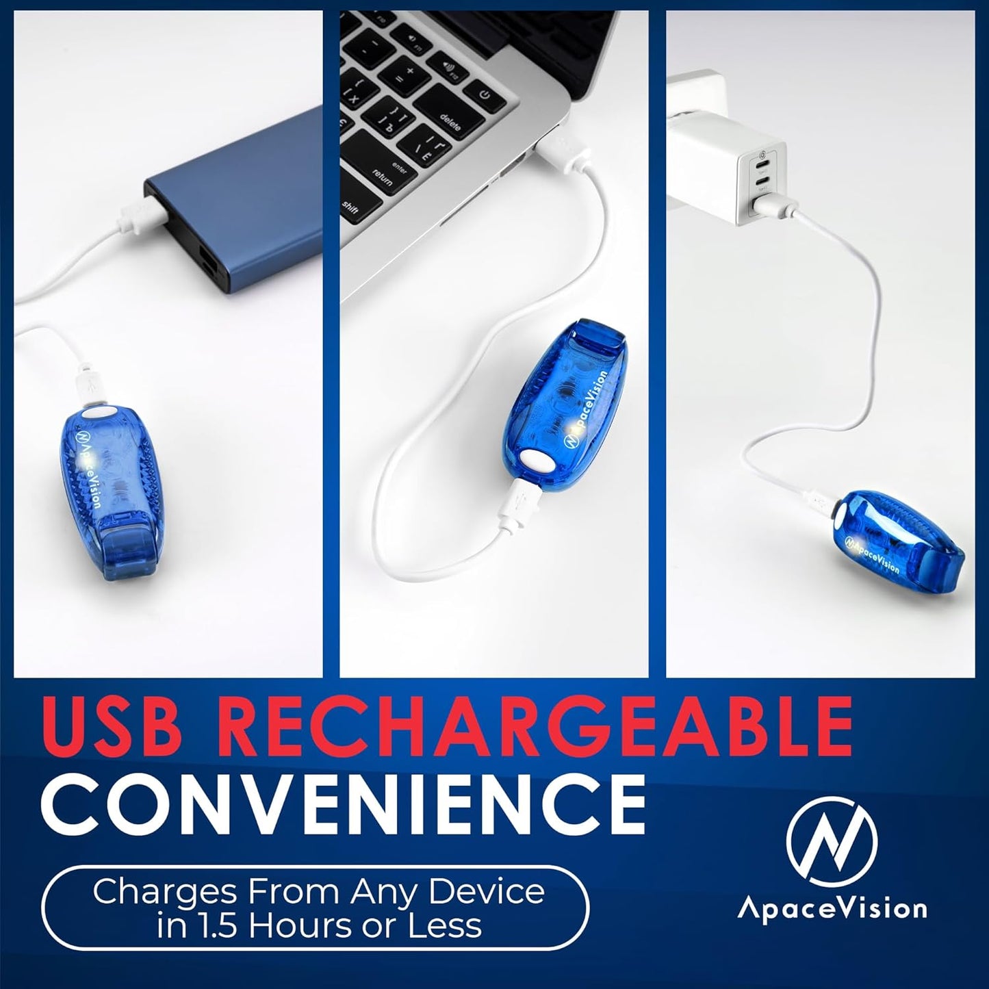 EverLightFX USB Rechargeable LED Safety Light (2 Pack) by Apace - Super Bright Bike Tail Light Works Brilliantly as Running Light for Joggers, Pets, Bicycle Strobe or Rear Clip On Lights