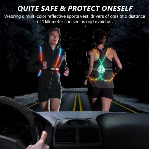 Yopqwie Running Light Vest for Runners,Reflective Vest for Running or Cycling,Light Up Running Vest for Women and Men,Led Safety Vest 3 Light-Emitting Modes,High Visi Bility Warning LED Lights