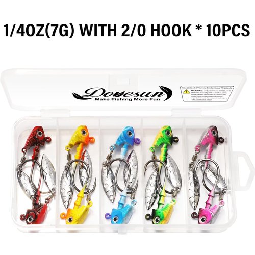 Dovesun Underspin Jig Heads Saltwater Fishing Jig Heads for Bass Fishing Rattling Jig Head 1/4oz(7g) 10PCS