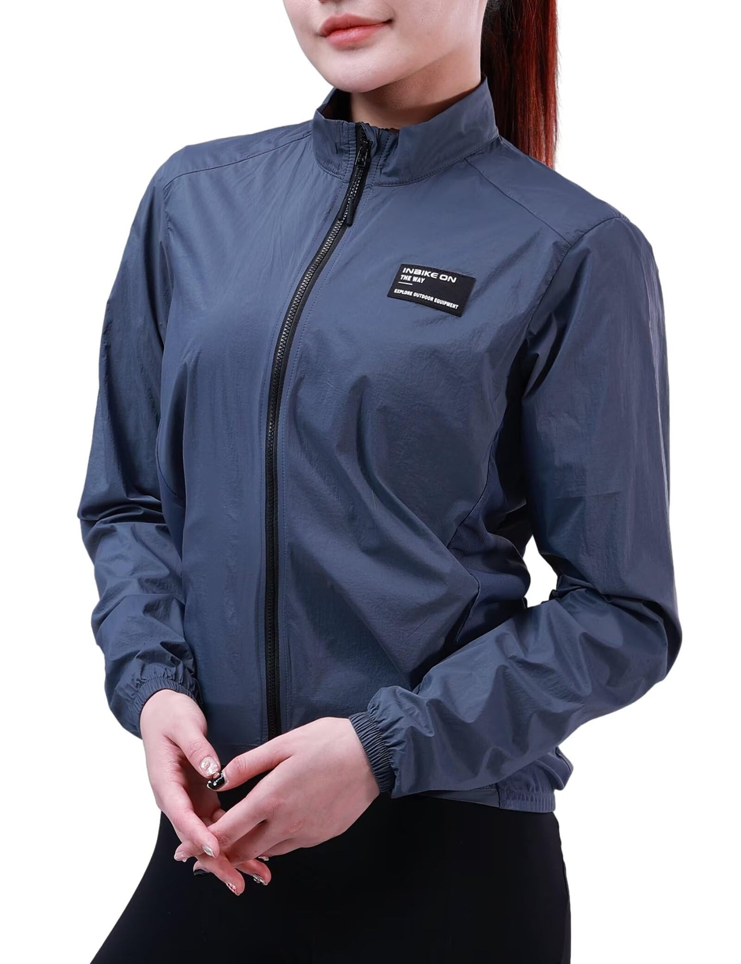 INBIKE Cycling Jacket for Men Women, Windproof Lightweight Packable Running Windbreaker, Breathable Quick Dry Reflective Biking Coat with 2 Pockets Blue Small