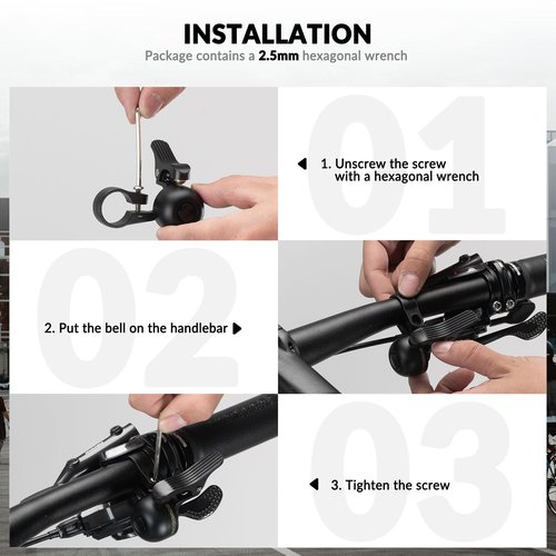 ROCKBROS Bike Bell Copper Alloy Durable Bicycle Bell with Clear&Long Sound,Right Hand Bike Ring Bell for Handlebars Adults More Than 100 dB