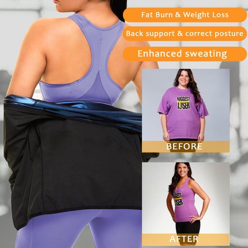 BXVX Sauna Suit Shirt Waist Trainer Vest for Women Sweat Tank Top Shaper with Zipper XL