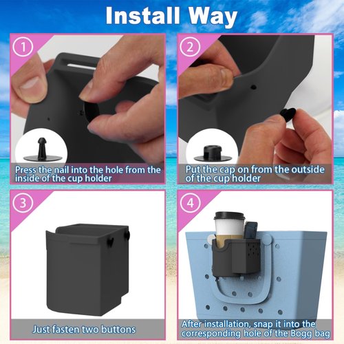 Coolnice Cup and Phone Holder for Stanley/Owala/Yeti,3 in 1 Silicone Cup Holder Fits 16-40oz, Compatible with All Bogg Bag,Simple Modern Beach Tote,Water Bottle Accessories for Phone Sunglasses-Black