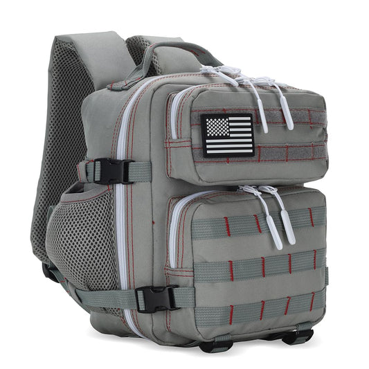 9L Mini Tactical Backpack for Men and Women, Tactical Backpack Small for Hiking, Small Tactical Bag（Grey Red）