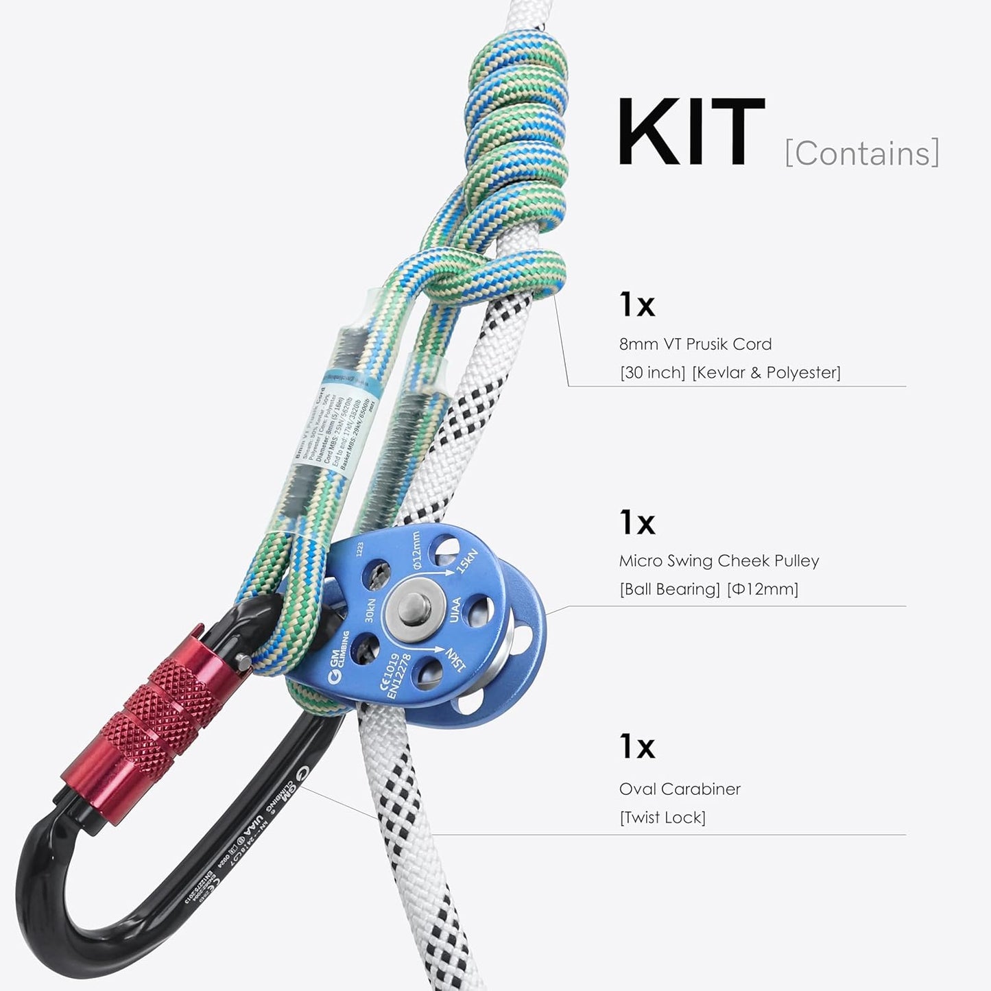 GM CLIMBING Swing Cheek Micro Pulley 30kN CE UIAA Certified