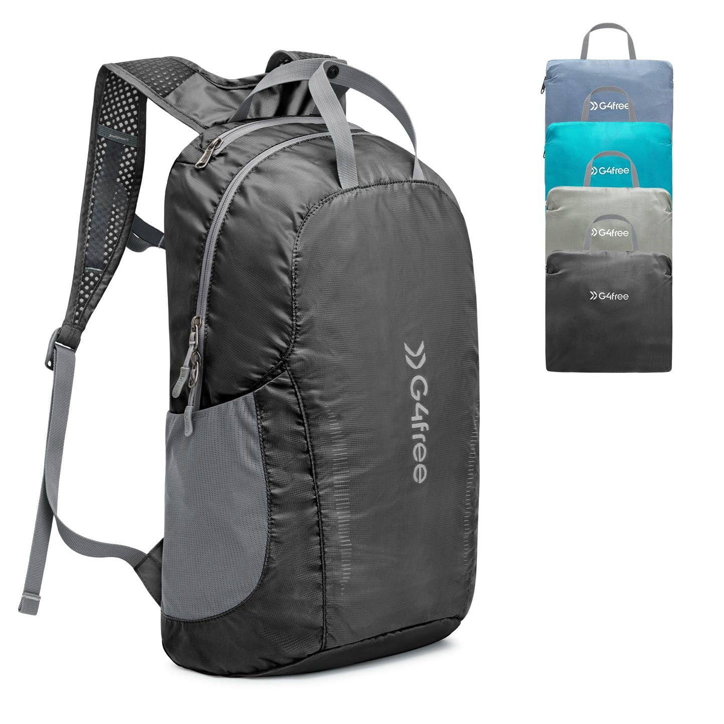 G4Free 25L Lightweight Hiking Backpack Packable Foldable Sport Travel Daypack Water Resistant for Women Men（Black）