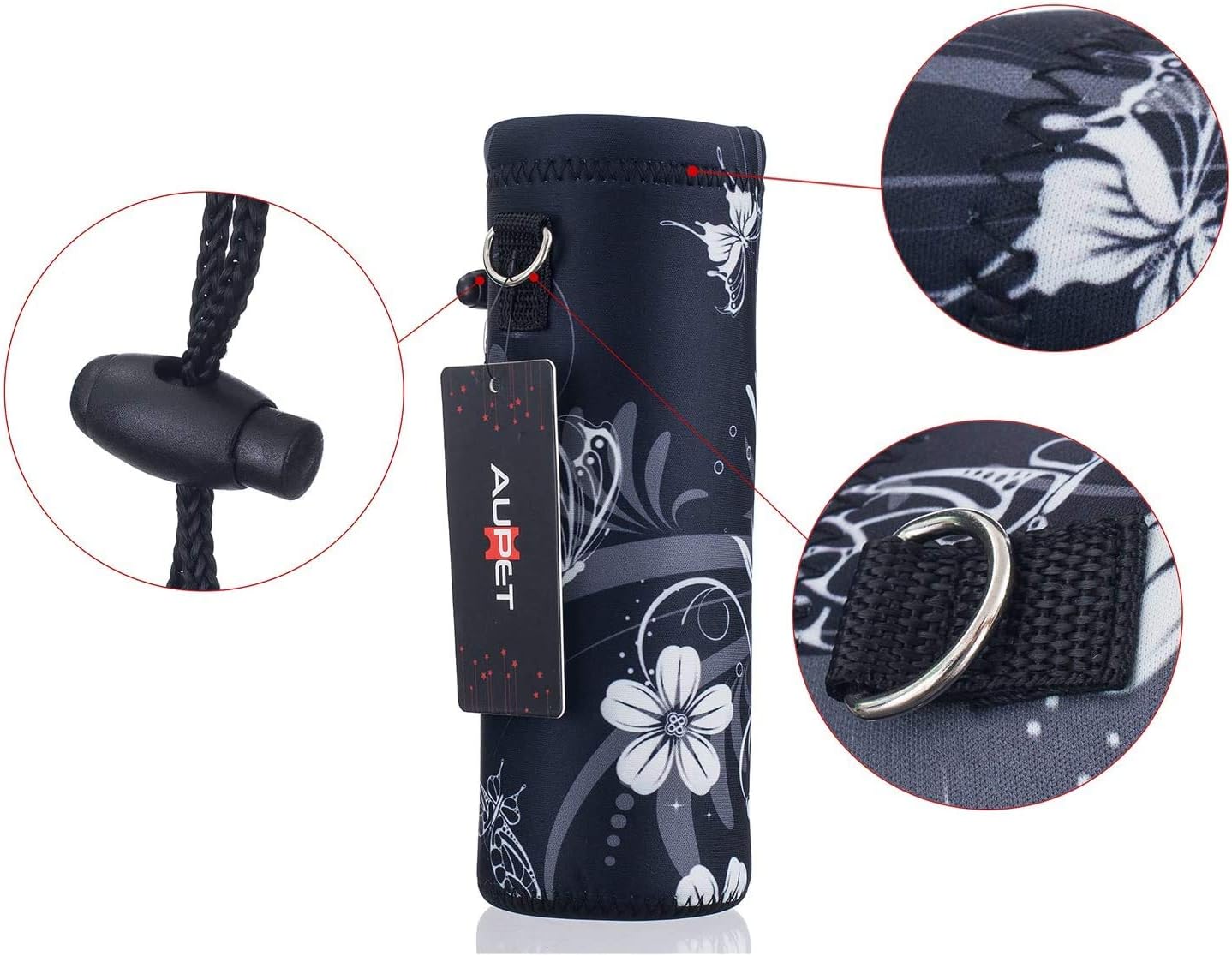 AUPET Water Bottle Carrier,Insulated Neoprene Water bottle Holder Bag Case Pouch Cover 1000ML or 750ML,Adjustable Shoulder Strap, Great for Stainless Steel and Plastic Bottles