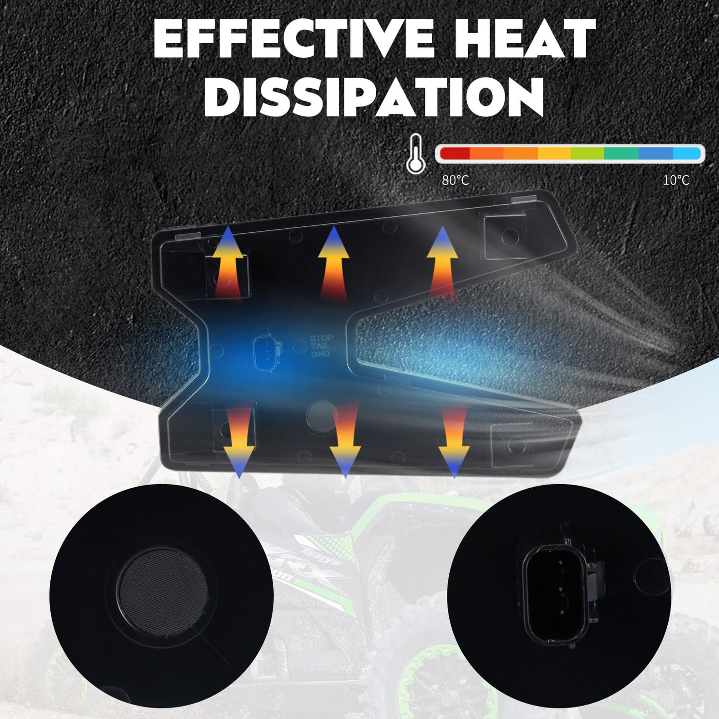 AUPOWER Smoked LED Tail Lights for Kawasaki Teryx KRX 1000 Accessories, Rear LED Taillights Upgrade Brake Light Stop Lamps for Kawasaki Teryx KRX KRX 4 1000 2023-2025,Replace OEM # 23024-0005,2PCS