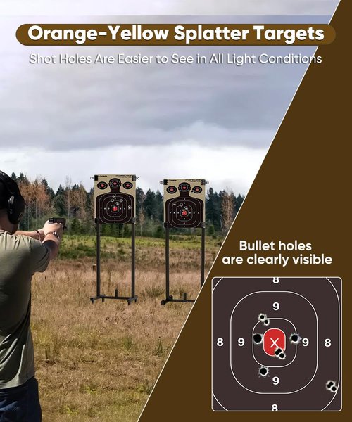 Koutemie Shooting Targets — 10 Pack 17 X 25 Inch Paper Silhouette Splatter Targets for Range for Handguns, Rifles, Pistols, Airguns, BB Guns, Pellet Guns