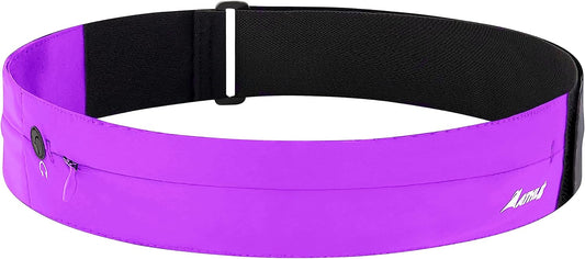Athlé Running Belt for Exercise and Travel - Two Stretch Pockets Fit Most Phones, Wallet, Cards and More - Key Clip, Earphone Jack, Adjustable Waist Strap