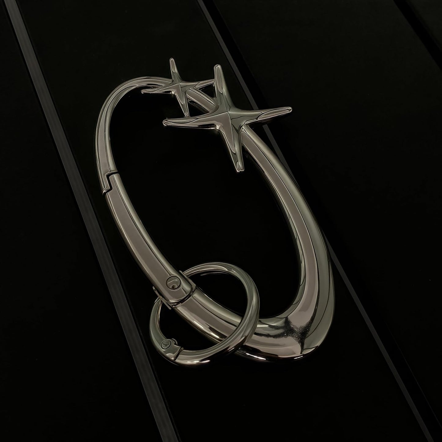 Starlight Y2K Metal Heavy Shiny Carabiner Belt Loop Accessory Belt,Star Silver Carabiner Keychain,Matte Chrome Karibiner, Gift her