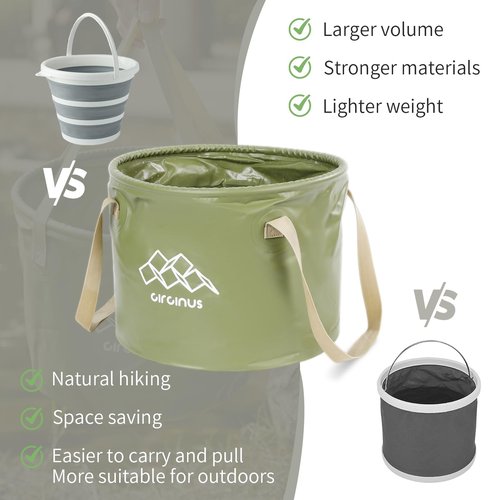 CIRCINUS Collapsible Water Bucket 5.28 gallons (20 liters) Portable wash Basin for Camping Fishing Travel Outdoor Gardening car Washing (Green)