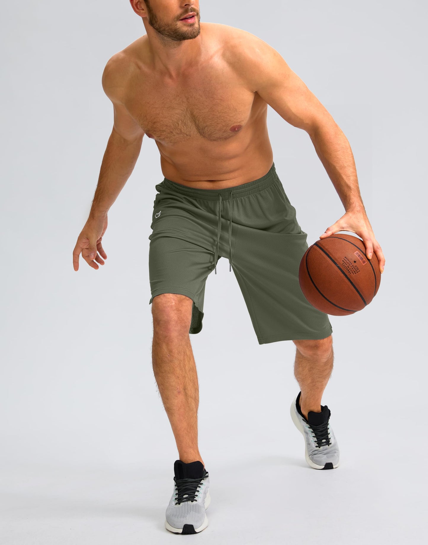 Men's Athletic Shorts with Pockets 9" / 11" Long Basketball Shorts Lightweight Quick Dry Gym Workout Shorts for Men(Sage,S)