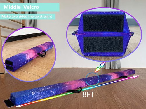 MARFULA 6 FT / 8 FT / 9 FT Folding Gymnastics Beam Foam Balance Floor Beam - Extra Firm - Suede Cover - Anti Slip Bottom with Carry Bag for Kids/Adults Home Use
