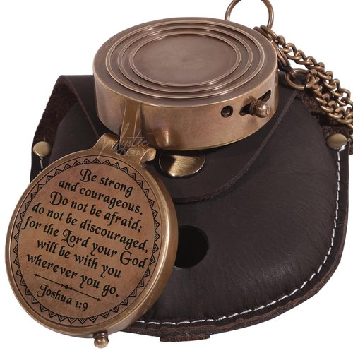 MYSTICKRAFT Be Strong - Joshua 1:9 Brass Pocket Compass, Baptism Gifts for Boys, Confirmation First Communion Gifts, Religious Christian Easter Gifts for Kids, Christmas