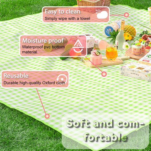 Waterproof Picnic Mat, Portable Camping Mat, Beach Mat, Foldable Waterproof Sand Mat with Straps for Outdoor Camping, Parties, Hiking, Traveling, Family Concerts (Red)