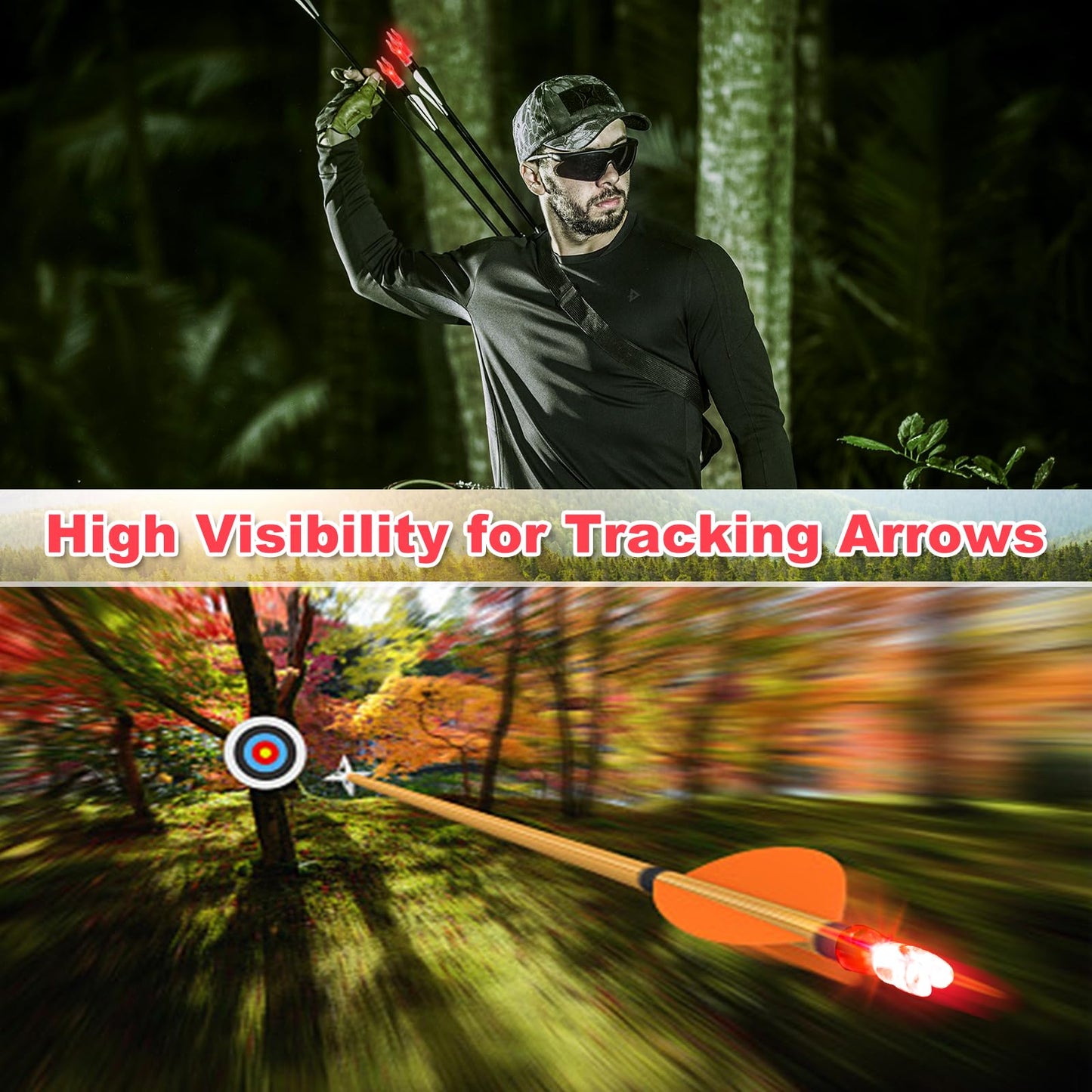 6PCS X Lighted Nocks for Arrows with .204 .233 .244 .246 Inside Diameter with H, S, GT Bushings LED Arrow Nocks, High-Visibility Lighted Knocks, Light Up Nocks with ON/Off Switch for Target Shooting