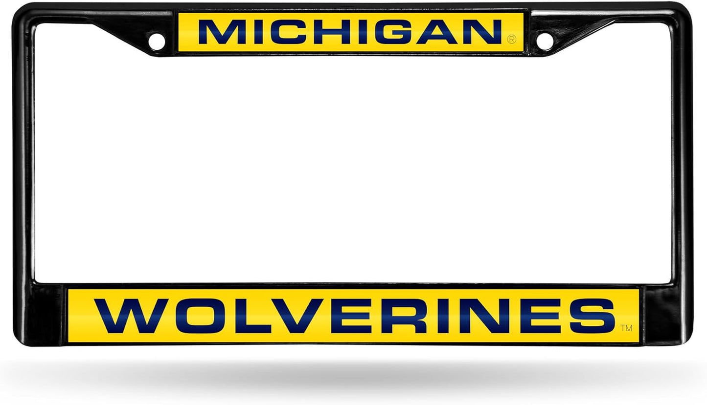 Rico Industries NCAA Black Laser Cut Chrome Frame 12" x 6" Black Laser Cut Chrome Frame - Car/Truck/SUV Automobile Accessory