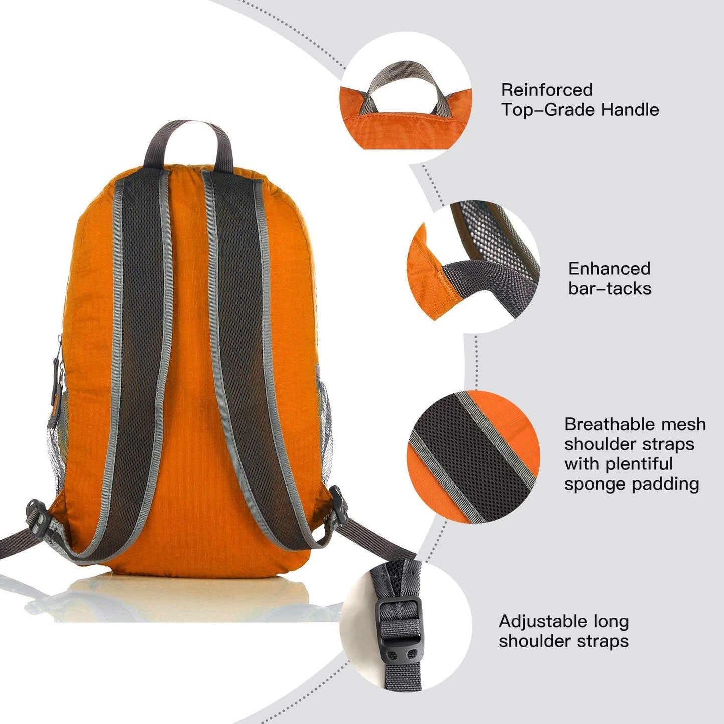 Outlander Packable Handy Lightweight Travel Hiking Backpack Daypack, Black
