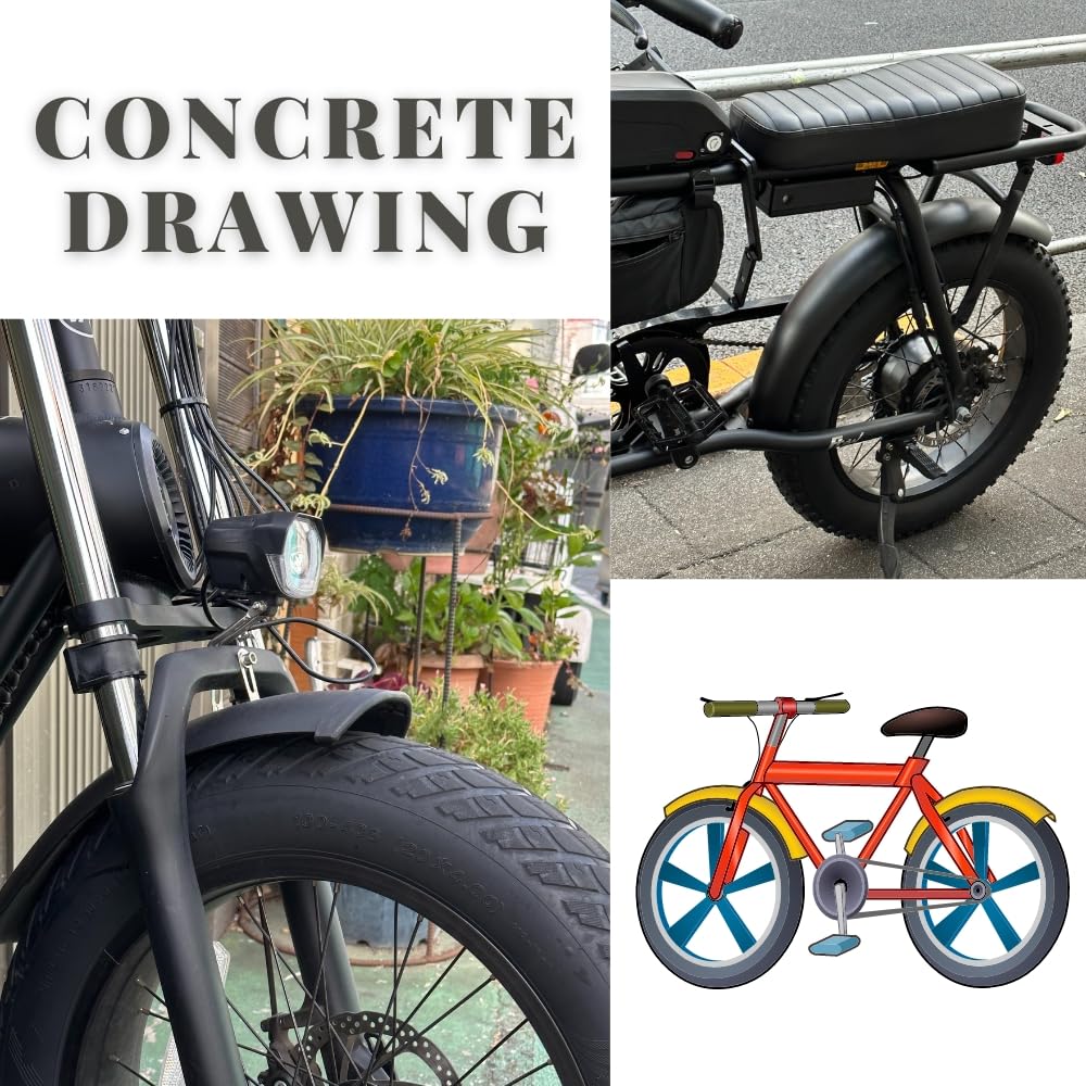 Fat Bike Fender Front and Rear Fender Set for Fat Tire Bike Wings Full Coverage Set for E-bike Mountain Bike (GREY, 26 INCH)