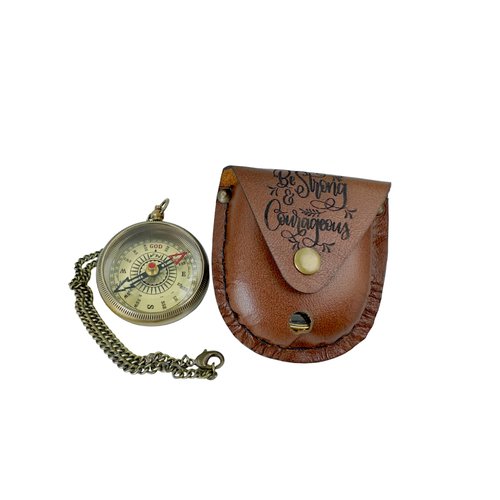 Bible Verse Brass Compass – “Be Strong and Courageous” (Joshua 1:9) | Christian Gift for Graduation, Baptism, Confirmation – Religious Keepsake for Boys, Girls, Teens, Men, Pastors & Church Events