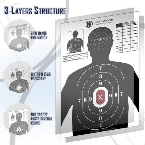 KNINE OUTDOORS 2 Pack Shooting Target Stand for Outdoors, Durable Paper Target Holder with Stable Adjustable Base for Paper Shooting Targets Cardboard Silhouette, with 23x35 inch Black Paper Target