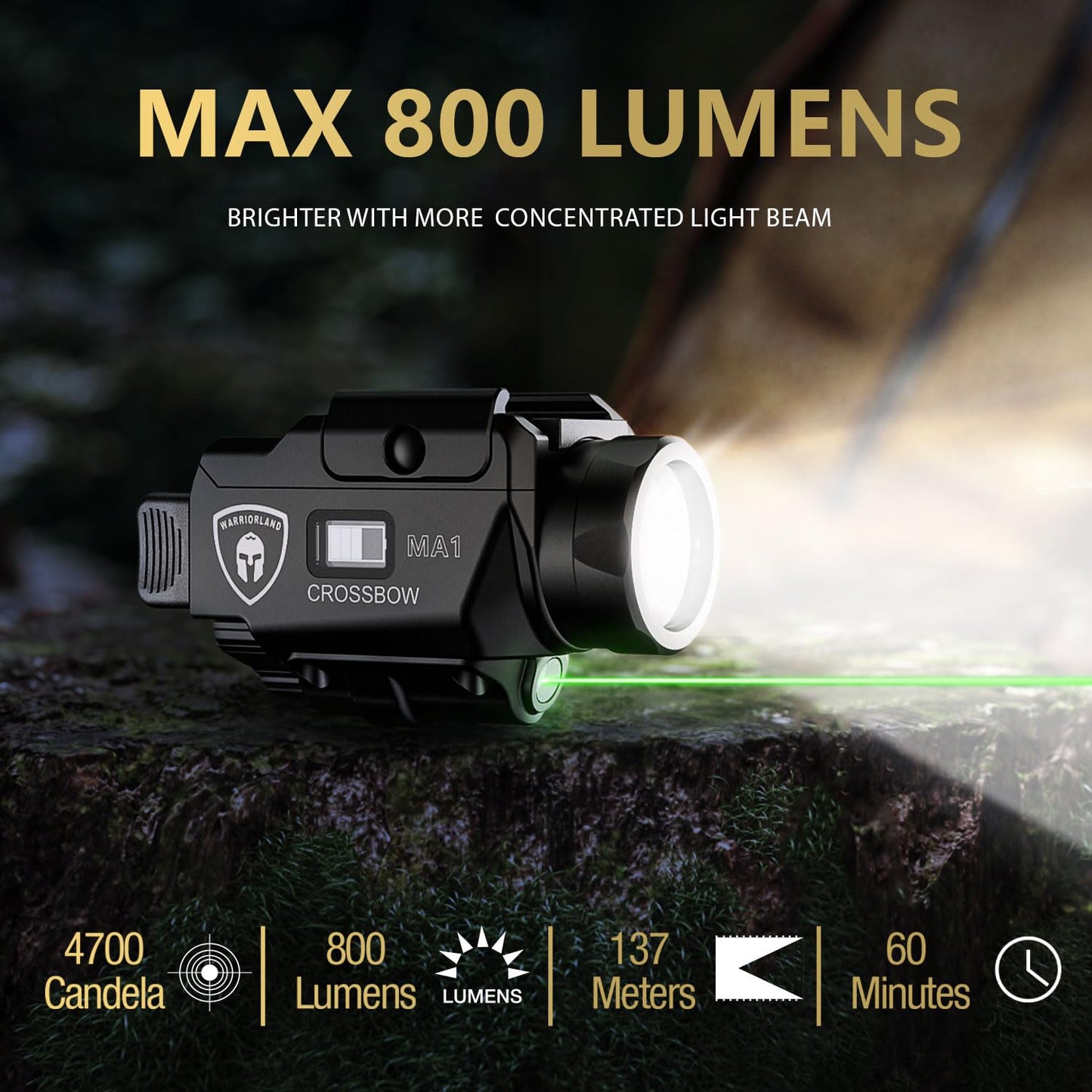 WARRIORLAND Universal Light Laser Combo with Taurus G2C/G3C Holster, Green Beam & LED Tactical Light, Magnetic USB Rechargeable Flashlight-Screen Displays Battery Status, Crossbow MA1 w/ G2C Holster