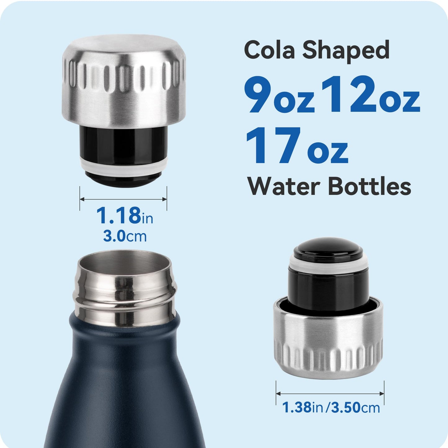 Replacement Lid Fits for BJPKPK、koodee Cola Shaped Water Bottle, Leak Proof Lid for 9 oz, 12oz, 17 oz Cola Shape Water Bottle, BPA Free