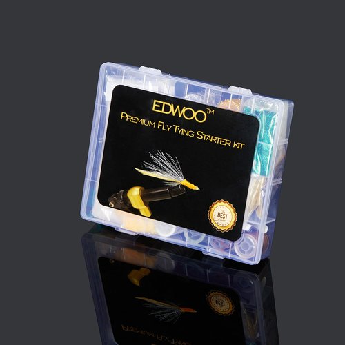 Edwoo Fly Tying Materials kit, 87pcs Starter kit, Fly Tying Tools Bobbin-Holder,Hooks,Crystal Flash,Thread,Chenille,Fishing Lure Accessories,Manual DIY Bait, Best Gifts for Men