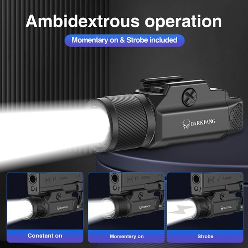 DARKFANG Tactical Flashlight 1500 Lumen for Shotgun/Pistol Light with Momentary/Strobe Function for 1913 Picatinny Rail