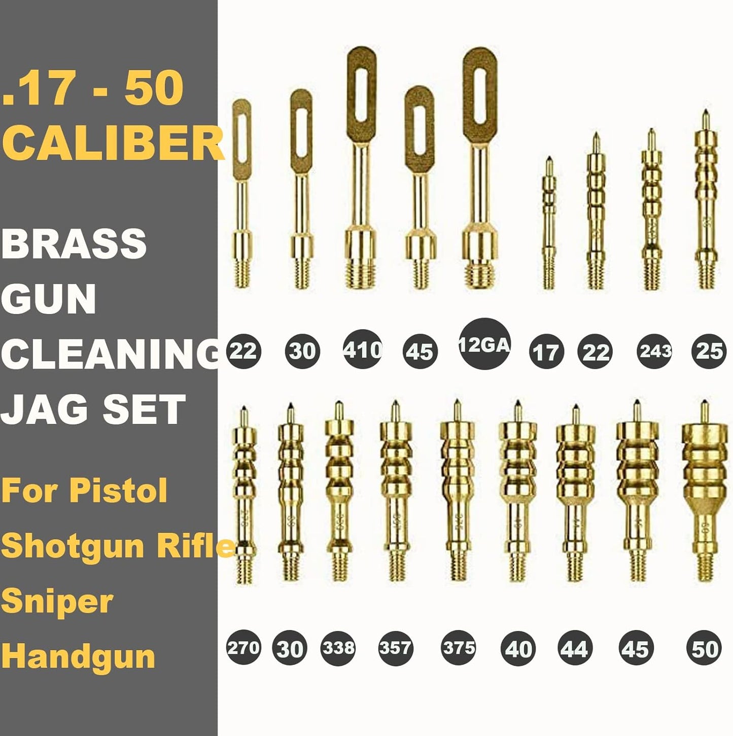 iunio Solid Brass Gun Cleaning Jag Set, Gun Cleaning Jag for Rifle Cleaning and Maintenance Solid Brass Slotted Tip with Storage Case