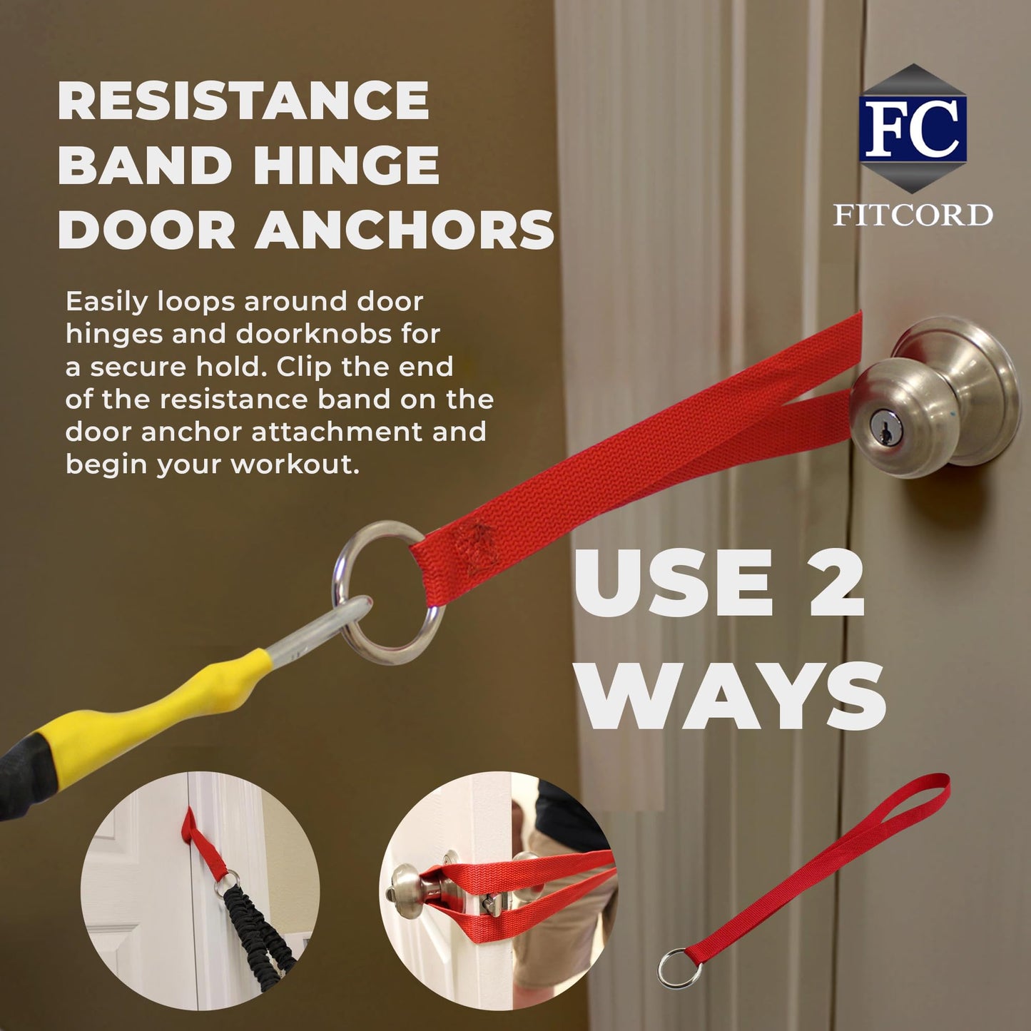 American Made Resistance Band Home Gym Starter Set - 2 Compact Stackable Resistnace Bands for Men and Women, Travel Friendly-by FitCord - (12 lbs/ 25 lbs)