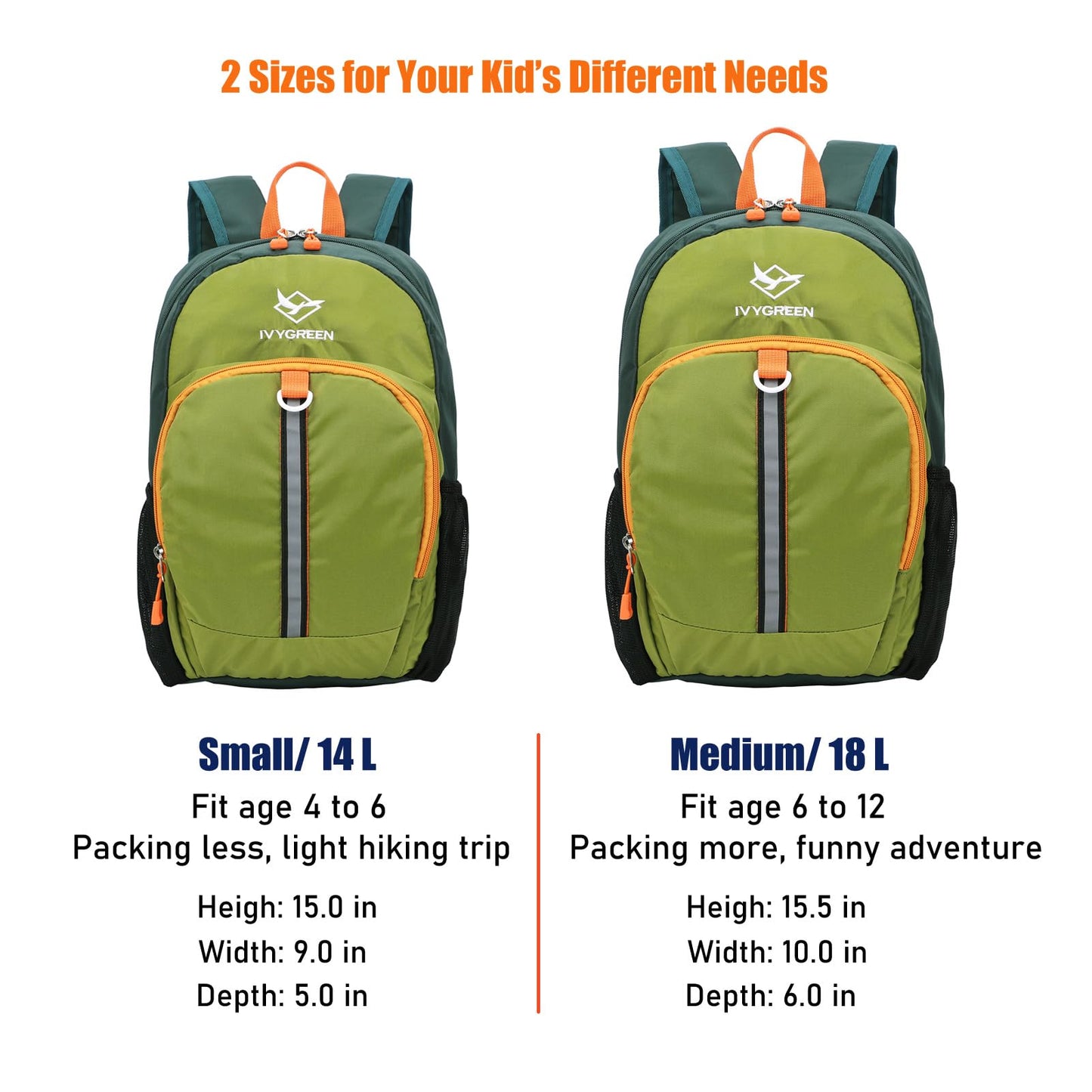 IVYGREEN Little Kids Hiking Backpack, Travel Backpack for Boys or Girls, Ideal for a Day Outdoor Adventures (Armygreen, Toddler - Small)