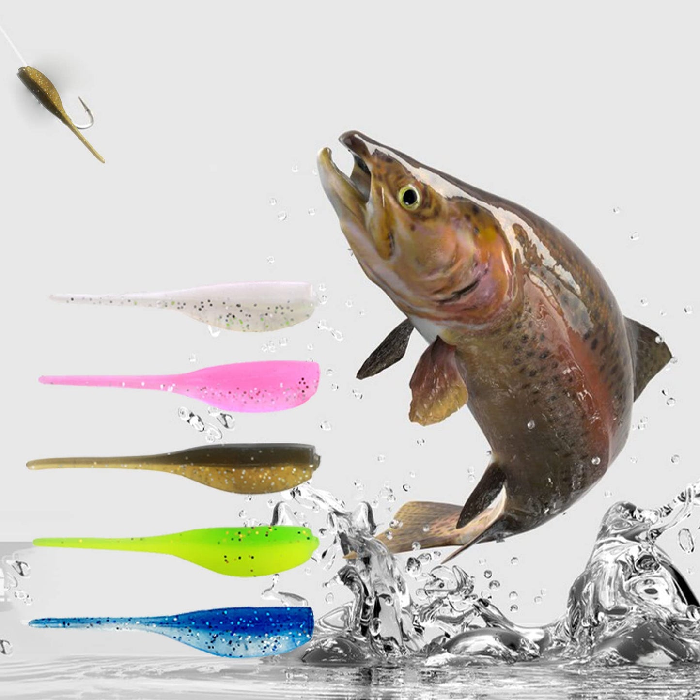 75Pcs A Soft Plastic Colorful Crappie & Panfish Shad Baits Lures Kit