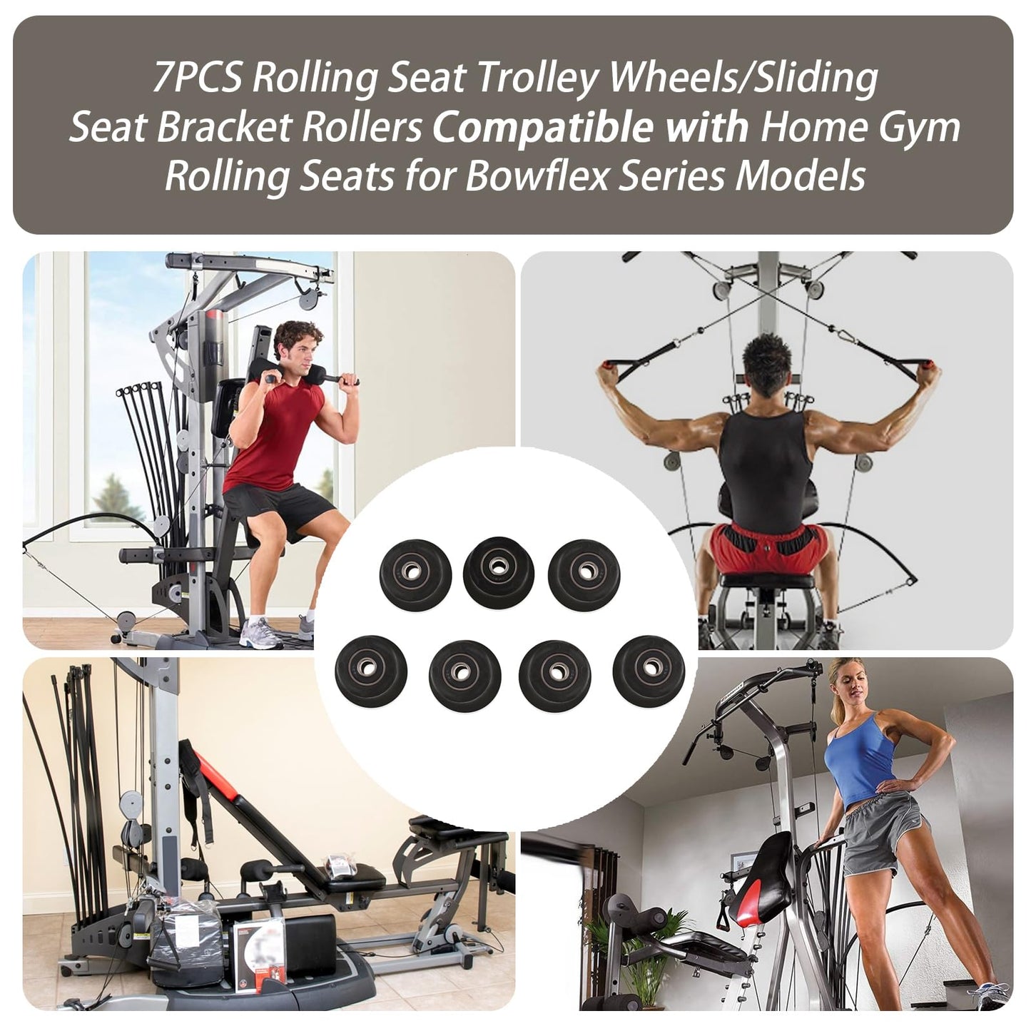 7Pcs Sliding Seat Bracket Rollers Compatible with Home Gym Rolling Seats for Bowflex Series Models(for Blaze, Classic, Elite, Motivator2, Pr1000, Sport, Conquest, Ultimate2, Schwinn Comp, Revolution)