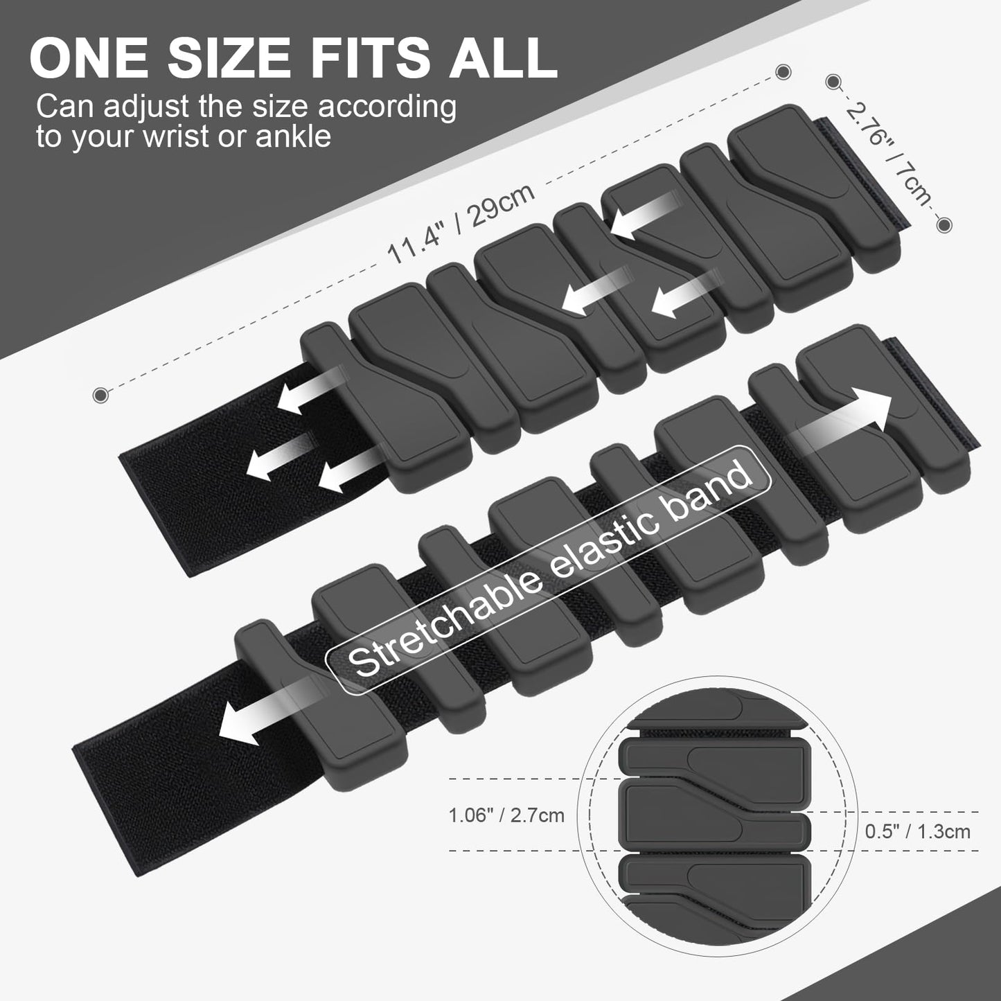 ADLIFE Adjustable Wrist Ankle Weights for Women Men Kids, 2 Lbs Wearable Arm Leg Weights Set of 2(1 Lb Each), Weighted Wristbands Exercise Weights for Walking Running Pilates Yoga Travel Pool Exercise Home Gym Workout-Black