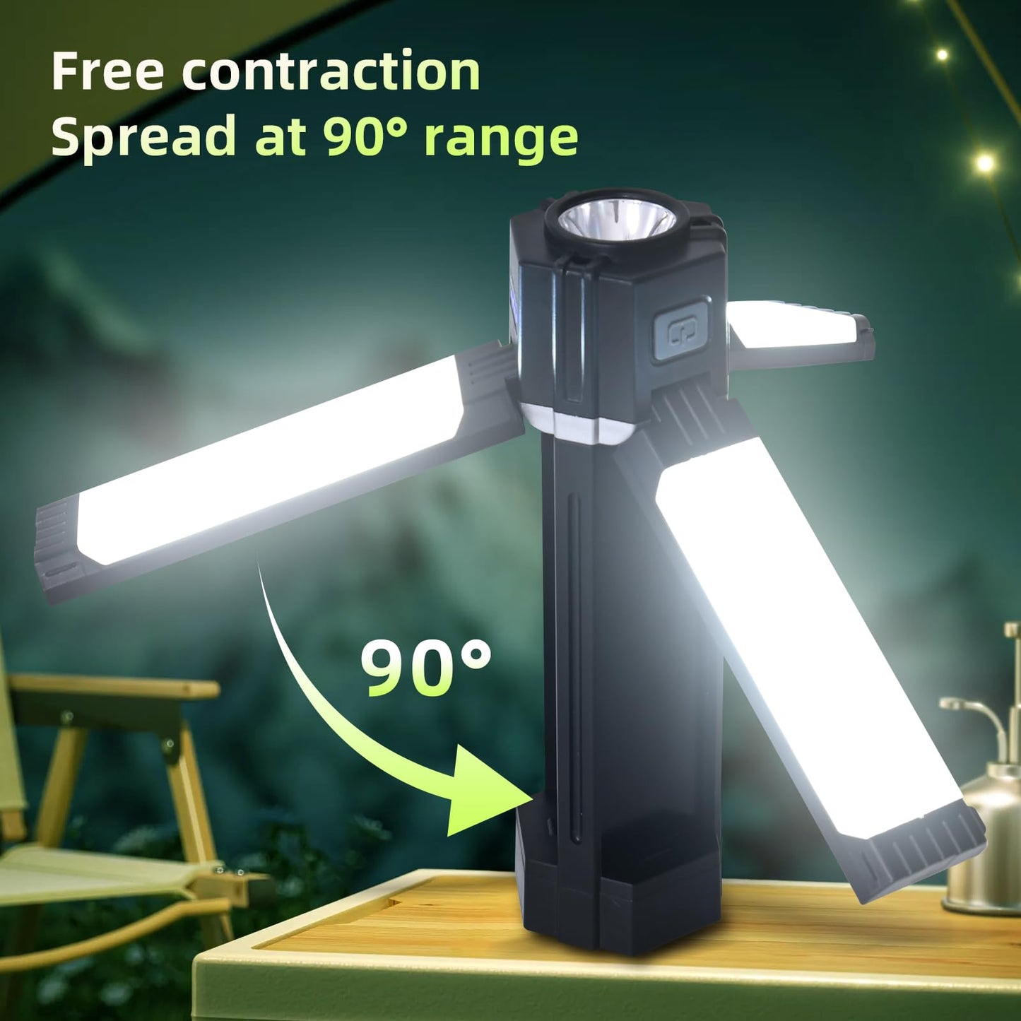 Foldable Camping Lights Rechargeable, 3000mAh PowerBank, 1500 LM Portable Flashlight, 5 Modes LED Tent Lights for Camping,Essential Waterproof Camping Light for Hiking, Camping Essentials