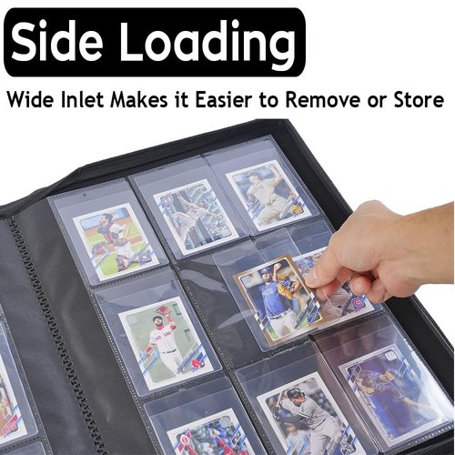 BOMIIPOR Semi Rigid Card Holder Binder, Premium Card Saver 1 Binder with Sleeves for Trading Cards & Sports Cards Storage - Holds 360 Semi Rigid Card Holders for Grading（Classic Red）