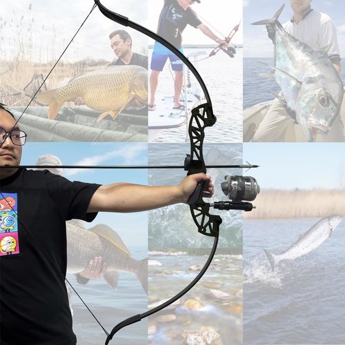 SPG Bow Fishing Bowfishing Kits - Archery 40 LBS Recurve Bow Kit with Durable Fishing Reel and Solid Fishing Arrows for Adult Hunting Shooting Fish