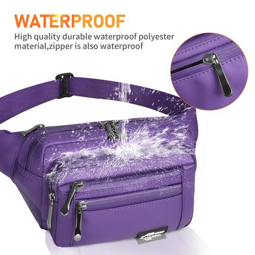 Waist Pack Bag Fanny Pack for Men&Women Hip Bum Bag with Adjustable Strap for Outdoors Workout Traveling Casual Running Hiking Cycling (Purple)