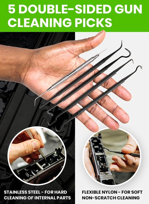 Gun Cleaning Supplies Kit 13 in 1 Universal Gun Cleaning Kit Incl. 1.69oz Clp Gun Cleaning Oil, Gun Cleaning Patches, 6-inch Gun Cleaning Swabs, Double Head Gun Cleaning Brush, Finishing Gun Cloth