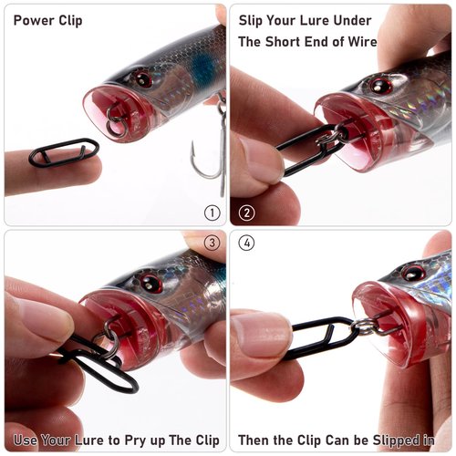 Dr.Fish 20 Pack Fishing Power Clips Stealth Stainless Steel Speed Lure Clips Quick Change Fishing Snap Connector Saltwater Freshwater Terminal Tackle 25LB