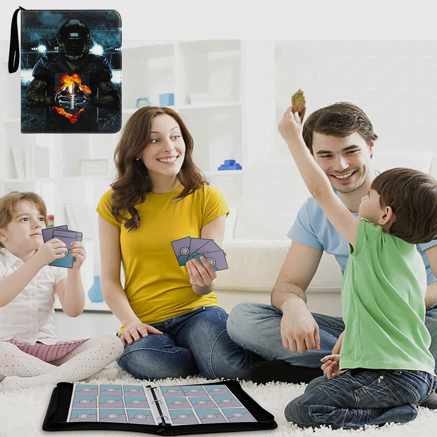 Football Plus 9 Pocket Card Binder - Fits 900 Cards, 50 Removable Sleeves