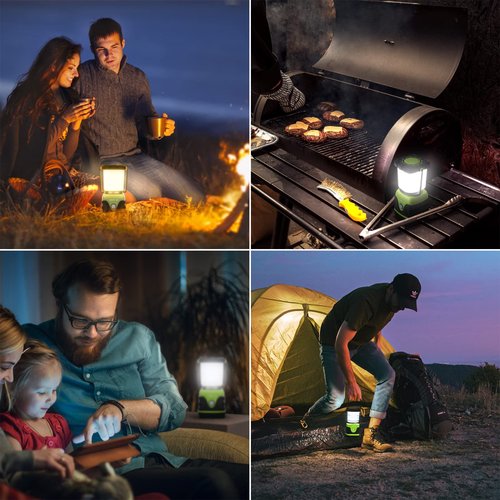 LE Bundle - 2 Items: 1000LM Battery Powered LED Camping Lantern, 2 Packs & LED Rechargeable Camping Lantern, 7 White & RGB Light Modes, 2 Packs