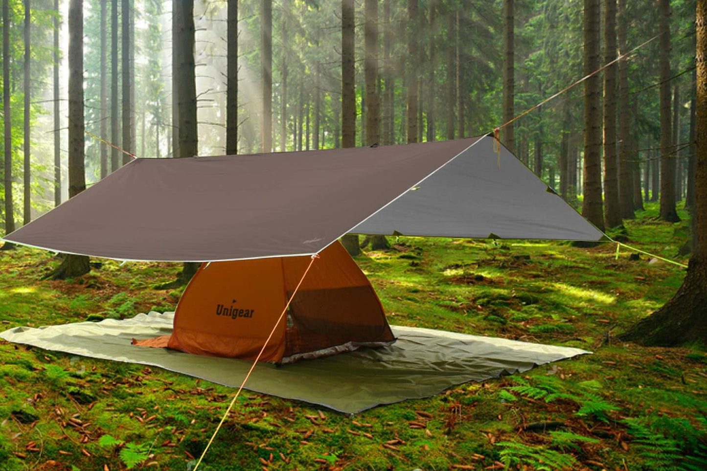 Unigear Hammock Rain Fly, 16.4/14.4/13/10ft Camping Tarp, UV Protection & Waterproof & Lightweight for Camping, Backpacking and Outdoor Adventure (Brown,10 * 10ft)