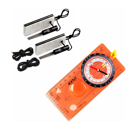 AOFAR Magnesium Fire Starter AF-374 (2-Pack) and Compass AF-5C for Camping, Hiking, Hunting, Backpacking