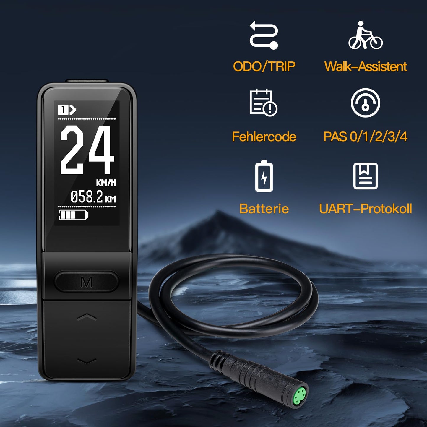 Bafang Display for BBS02B Motor Mid Motor 0-9 Pedal Assist Levels eBike Computer Display with UART Protocol