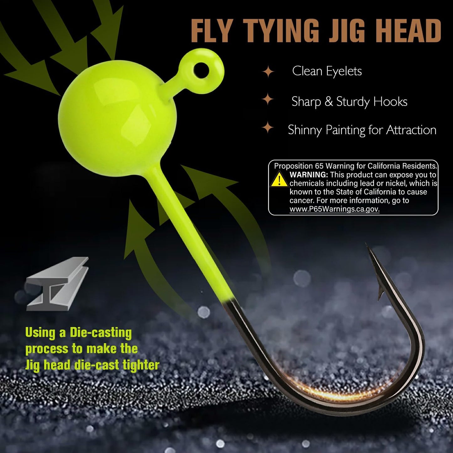 Dovesun 100pcs Fly Tying Jigs Kit, Jig Heads for Fly Fishing 1/64oz Jig Head Fly Fishing Hooks DIY Lure Making Kit Suit for Tying Flies Ice Fishing | Crappie Lures